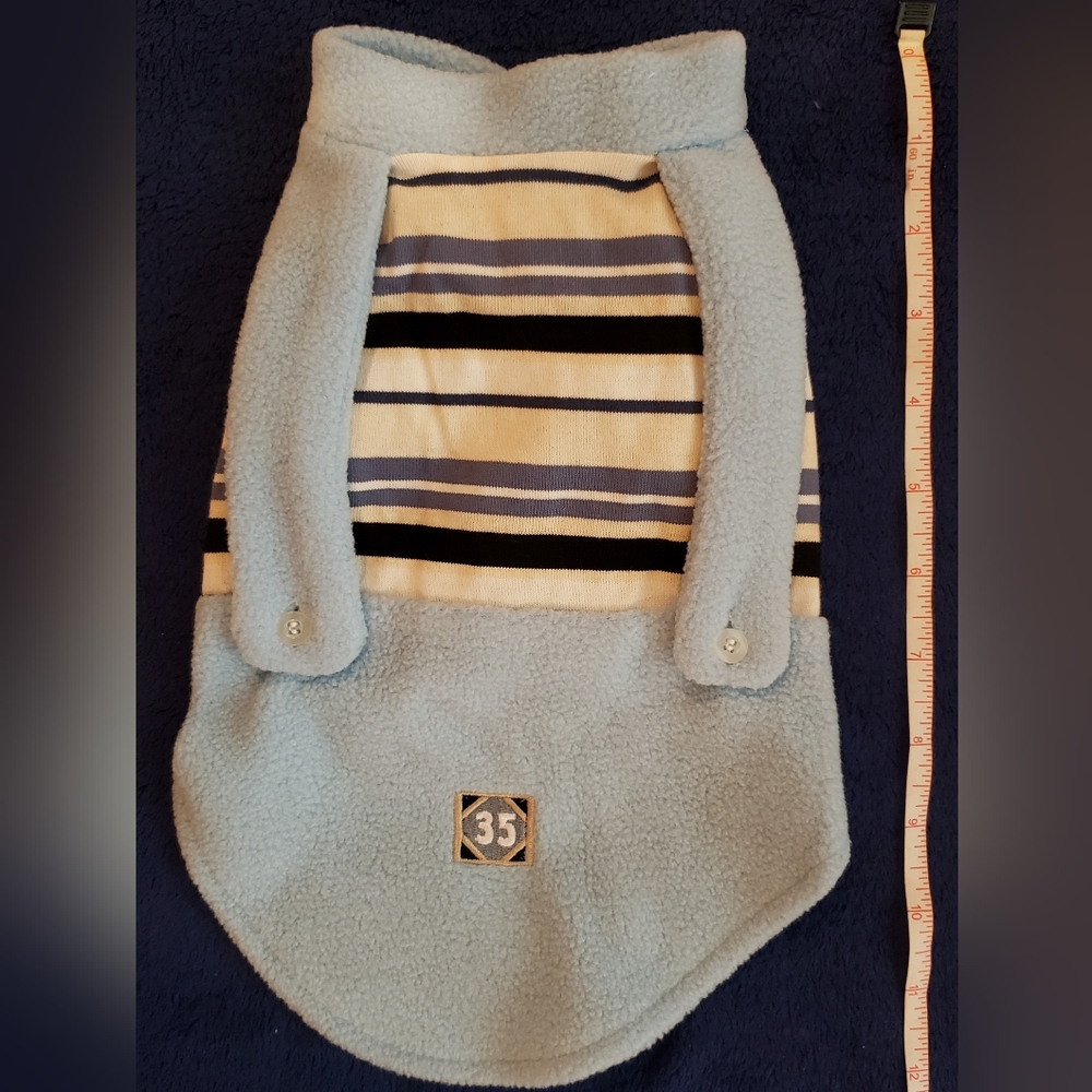 NWOT Puppy Baby Blue Striped Fleece Sweater Size S
